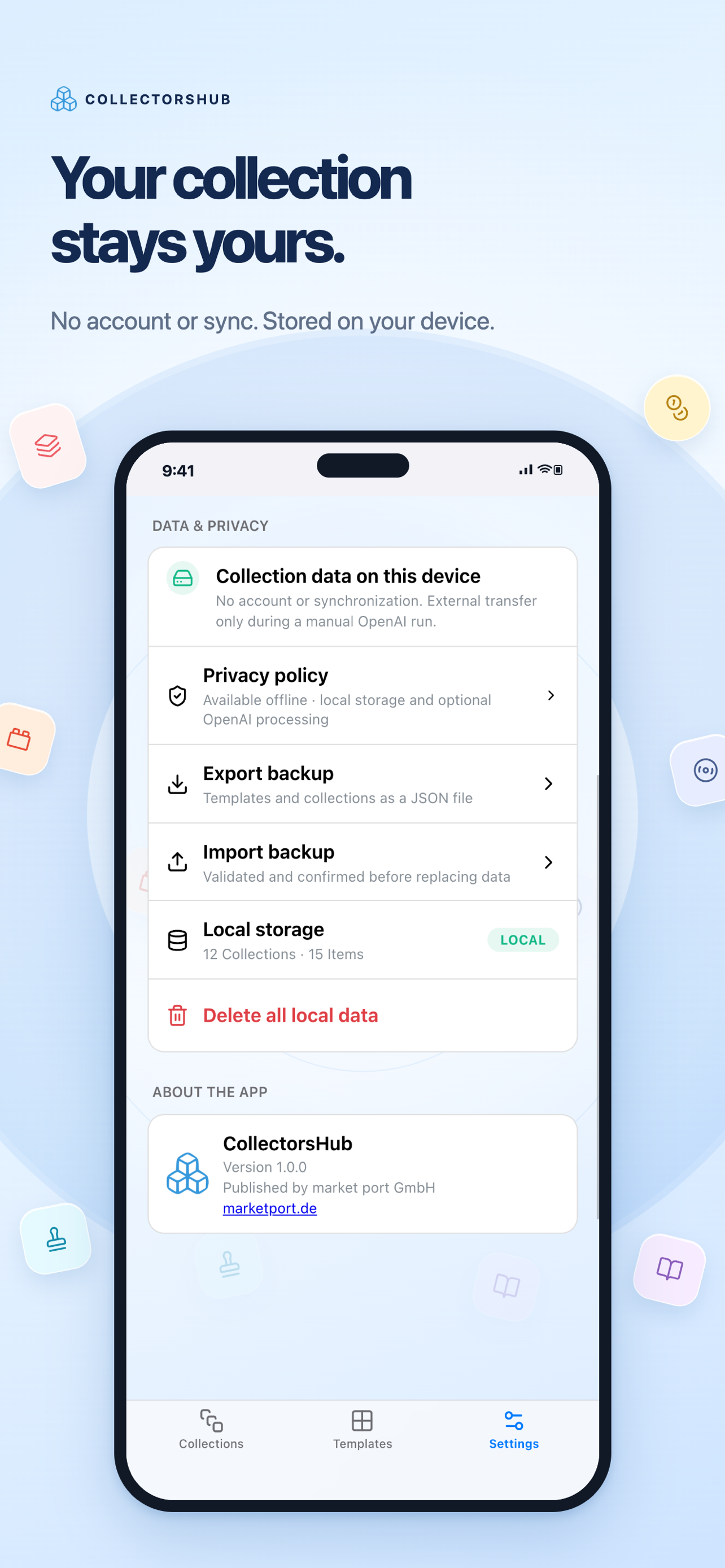 Settings for privacy and local storage